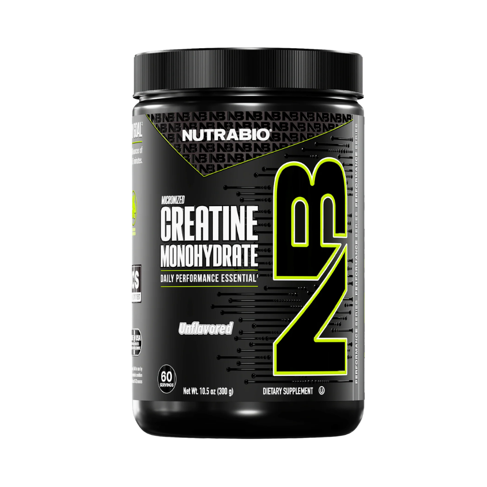 Nutrabio Creatine Monohydrate supplement container on a white background