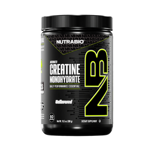 Nutrabio Creatine Monohydrate supplement container on a white background