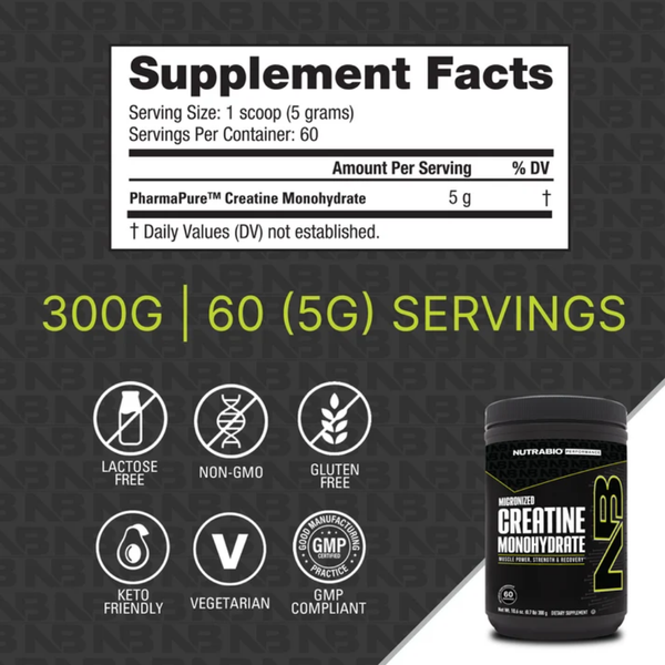 Nutrabio Micronized Creatine Monohydrate 60 Servings