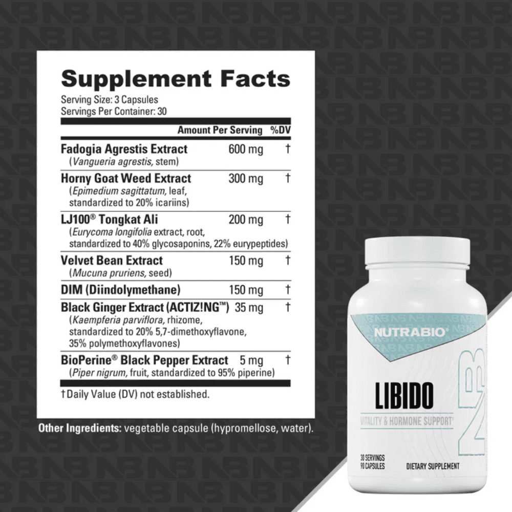 NutraBio Nutrabio Libido Vitality & Hormone Support 90 Capsules 