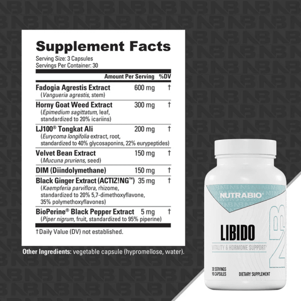 NutraBio Nutrabio Libido Vitality & Hormone Support 90 Capsules 