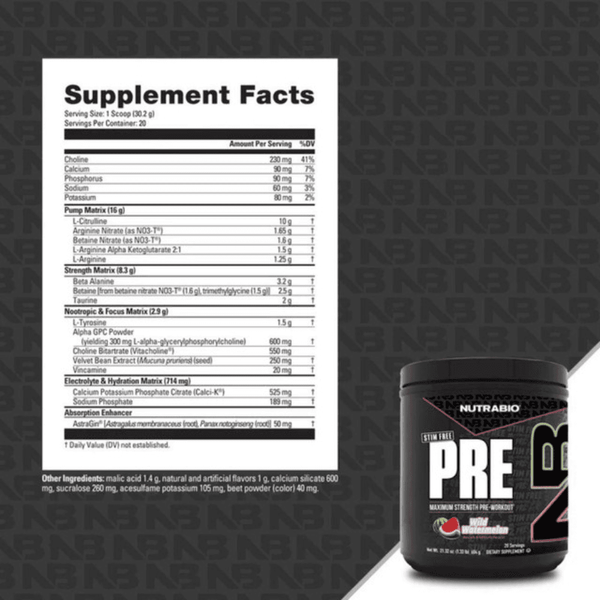 NutraBio Nutrabio Pre Workout Stim Free 20 Servings 