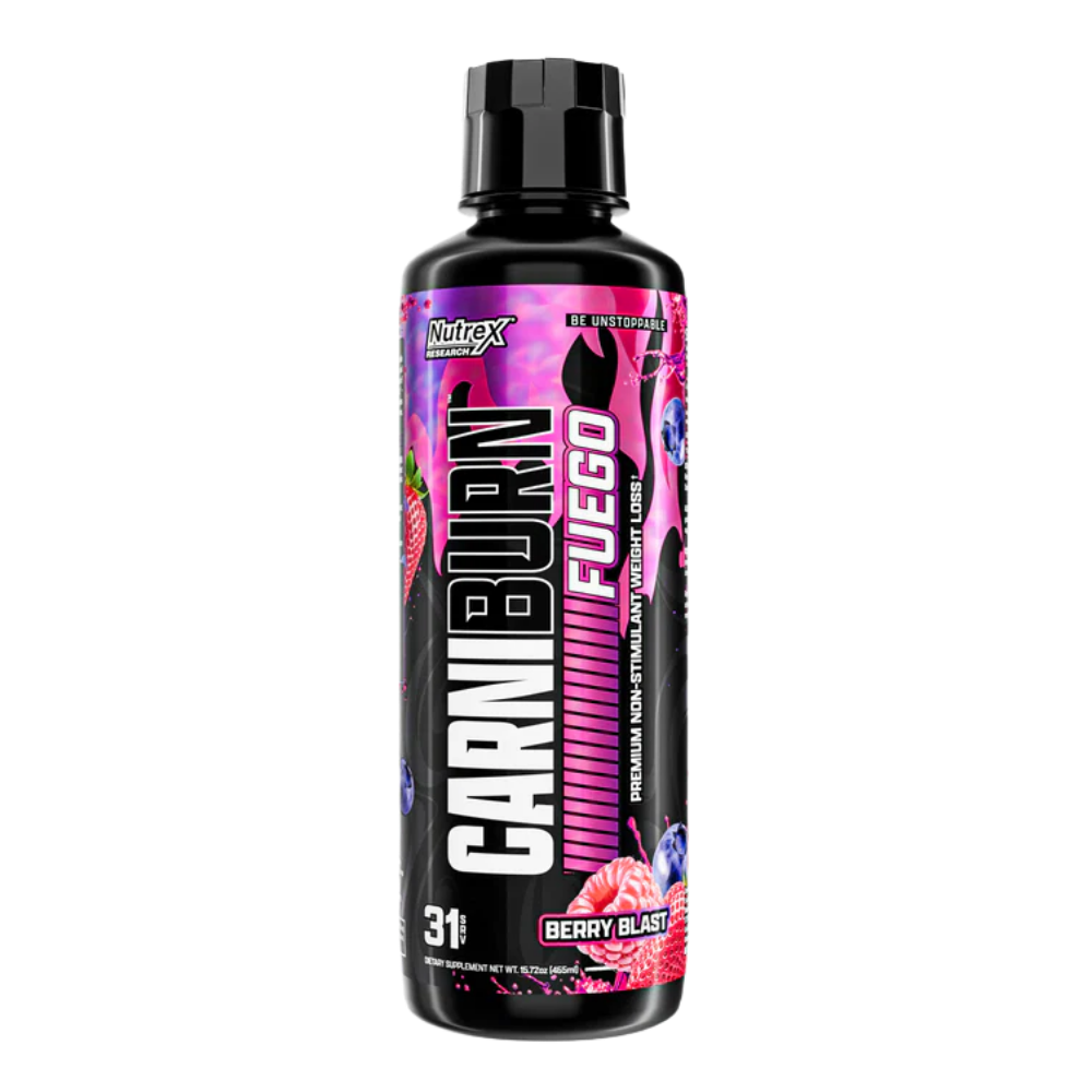 Nutrex Carni Burn Fuego supplement bottle on a white background