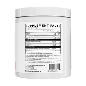 Nutrex creatine for women supplement container in the pink lemonade flavor with a label displaying 'Supplement Facts' on a white background
