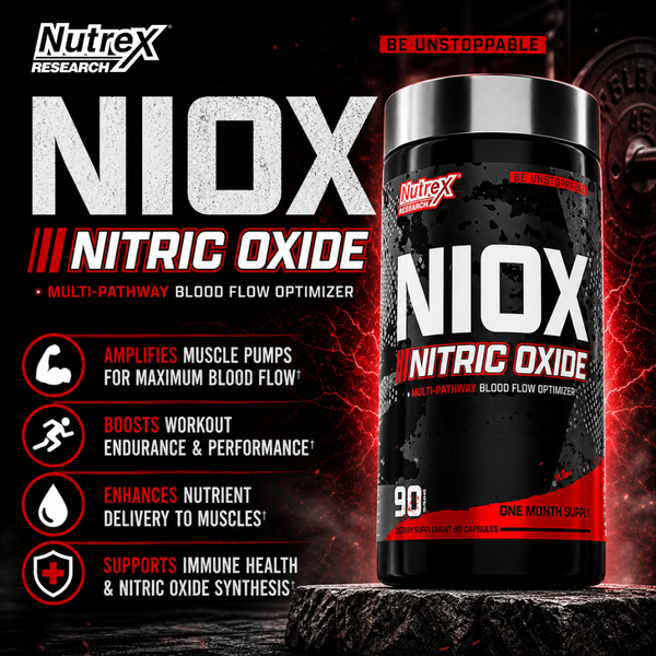 Nutrex Niox lifestyle image with benefits