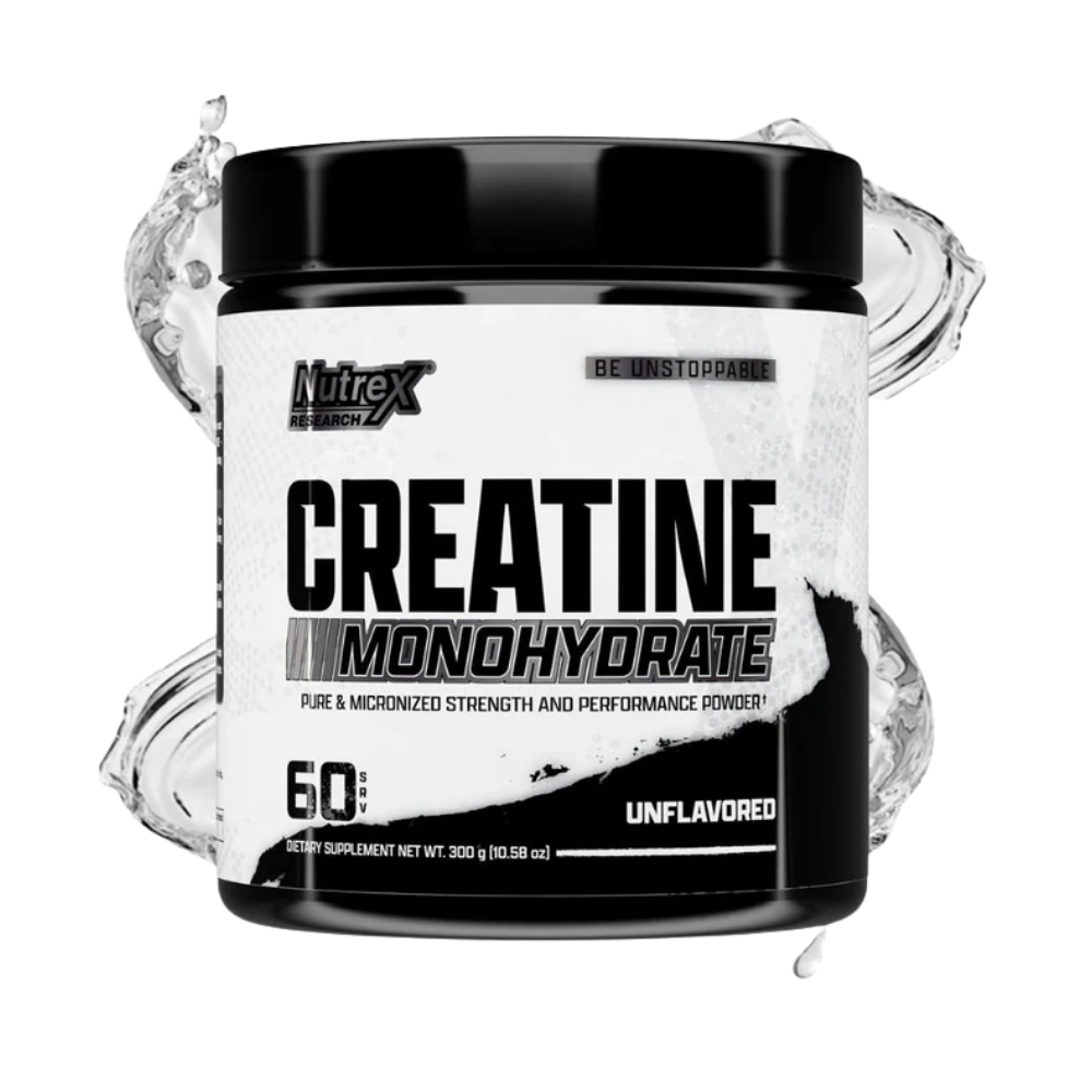 Nutrex Creatine Monohydrate supplement container on a white background