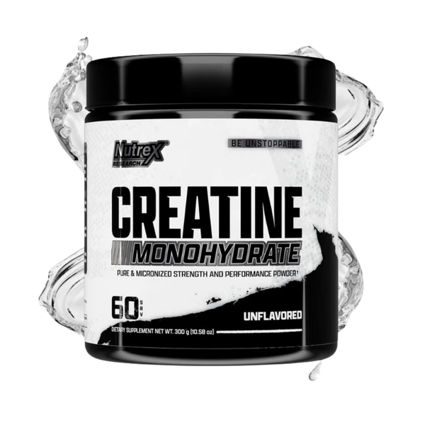 Nutrex Creatine Monohydrate supplement container on a white background