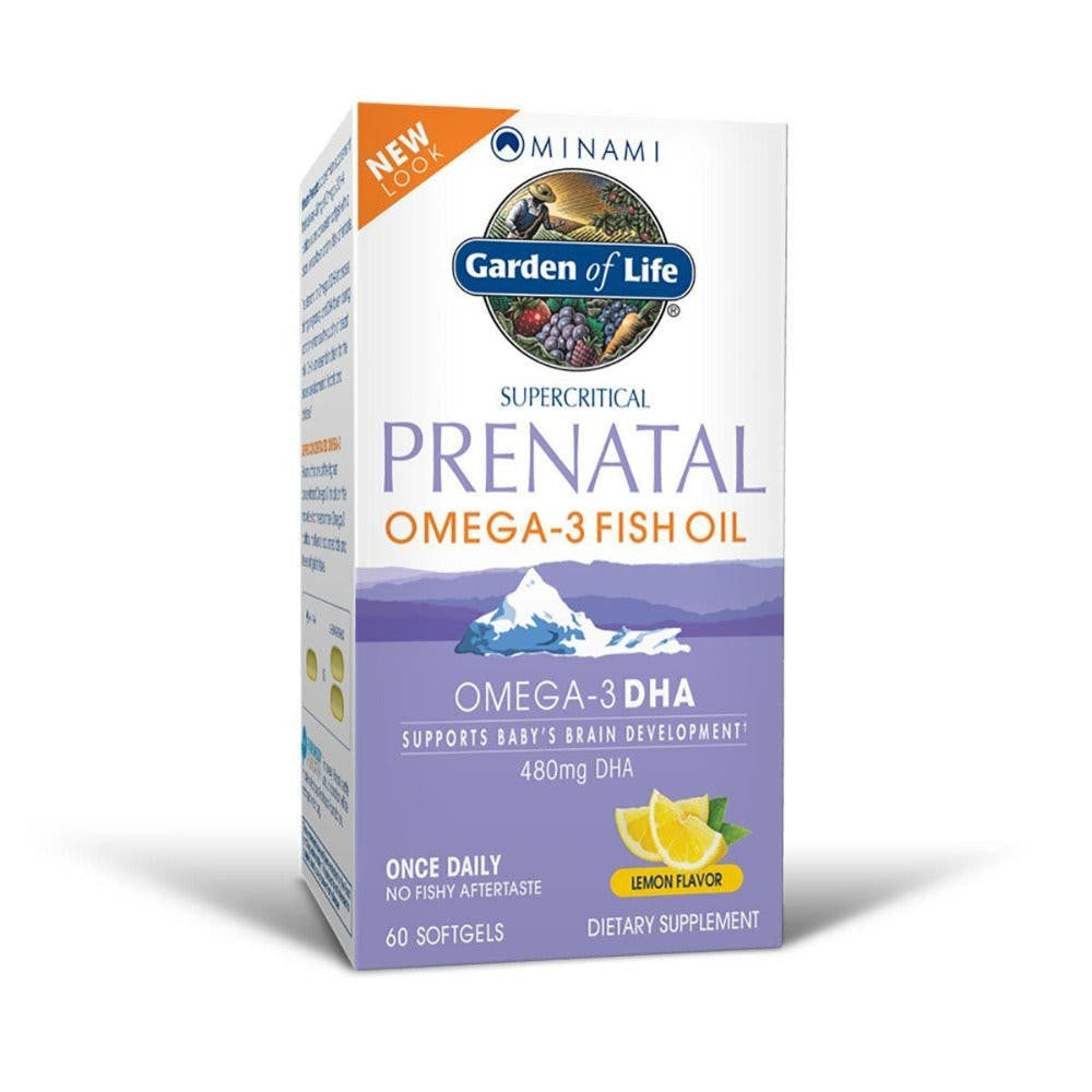 Garden of Life Minami Nutrition Supercritical Prenatal Omega-3 Fish Oil DHA Lemon Flavor 60 Gels 