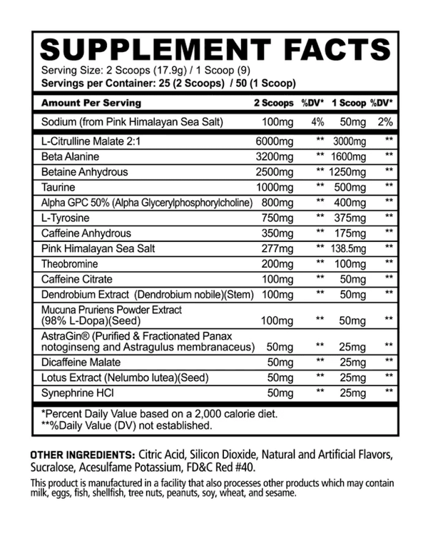  Panda Supps Rampage Extreme Pre-Workout 25 Servings 