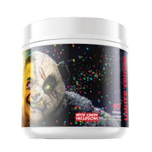 Panda Supps X HTLT Supps Alter Ego Preworkout Panda Supps side of tub witht he words "with candy inclusions" and "40 servings"