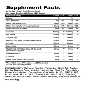Panda Supps X HTLT Supps Alter Ego Preworkout supplement facts label