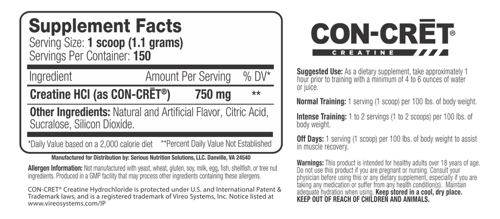  Serious Nutrition Solutions Creatine HCL 150 Servings 