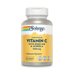  Solaray Time Release Vitamin C w Rose Hips and Acerola 1000mg 100 Vege Capsules 
