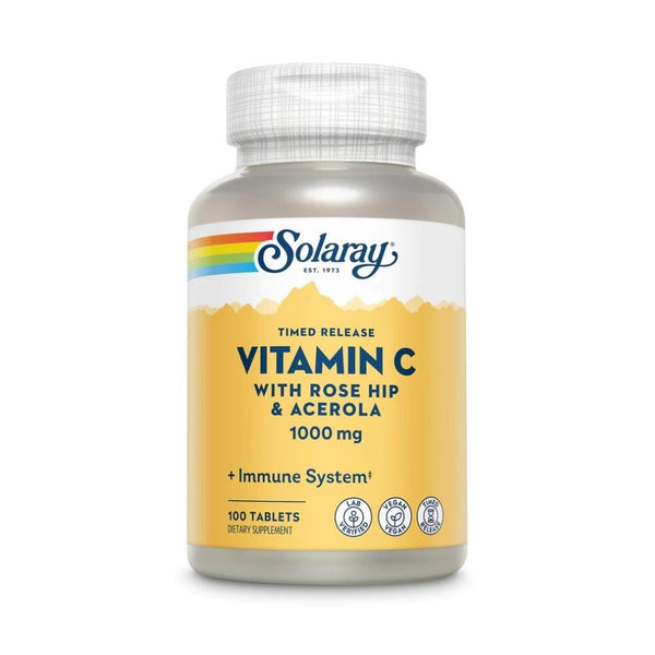  Solaray Time Release Vitamin C w Rose Hips and Acerola 1000mg 100 Vege Capsules 