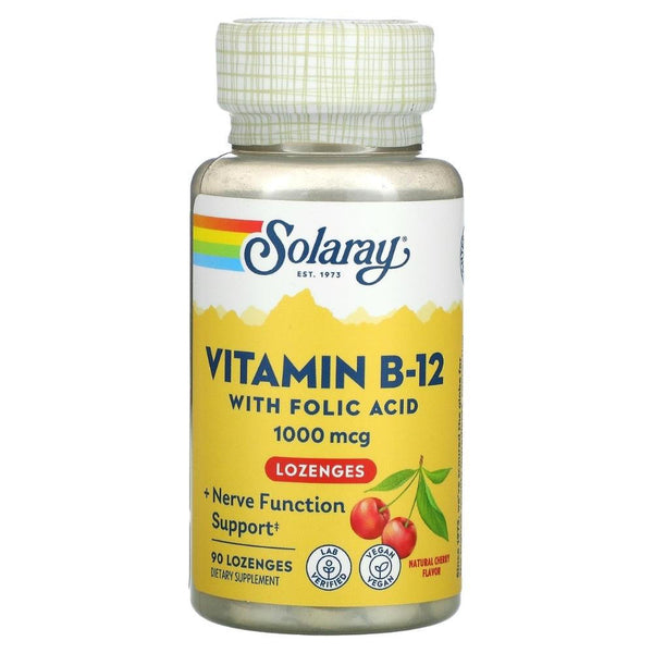  Solaray Vitamin B-12 2000mcg Cherry 90 Lozenges 