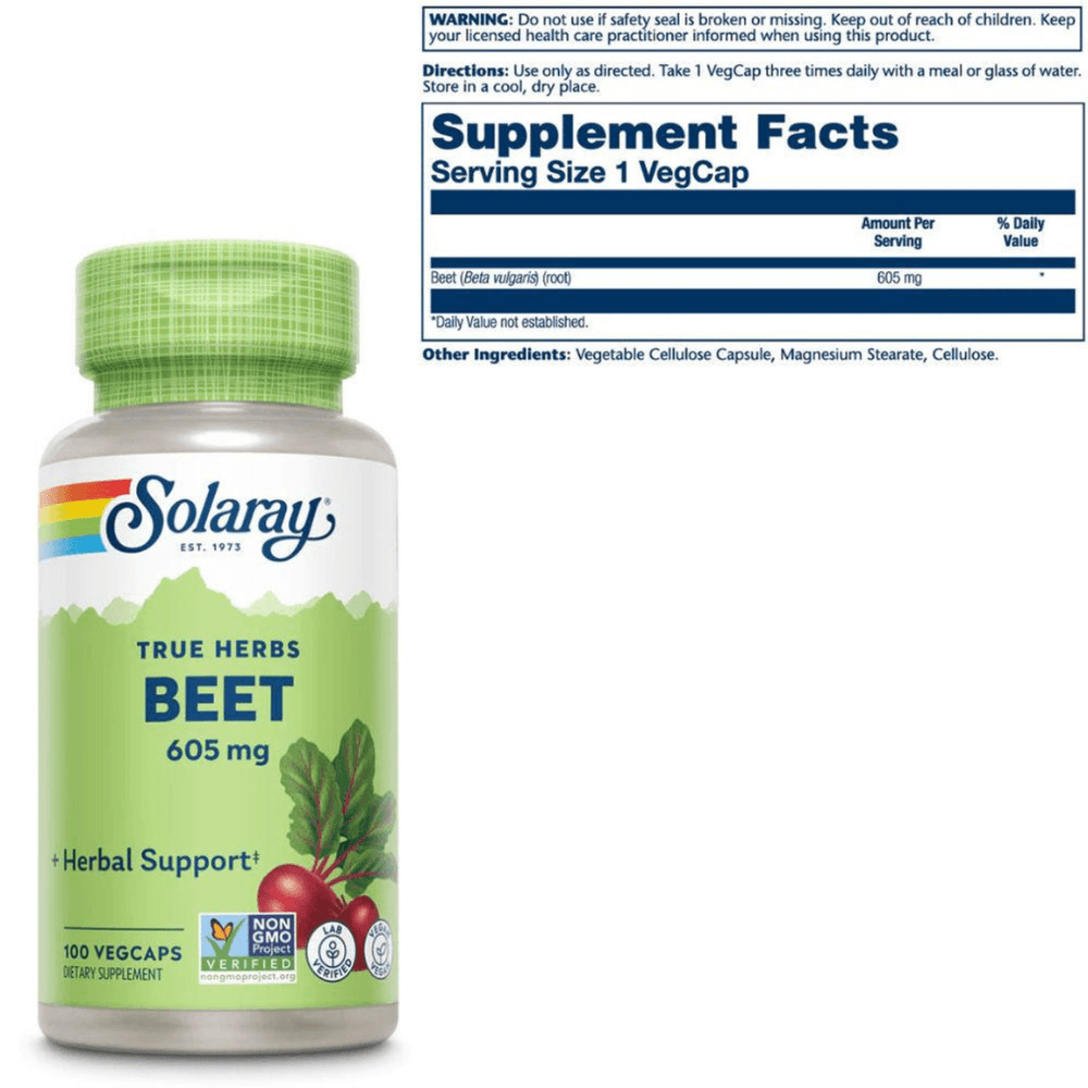  Solaray Beet Root 605mg 100 Veg Caps 