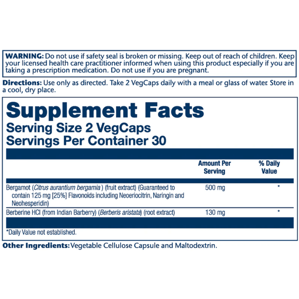  Solaray Bergamot 500mg 60 Capsules 
