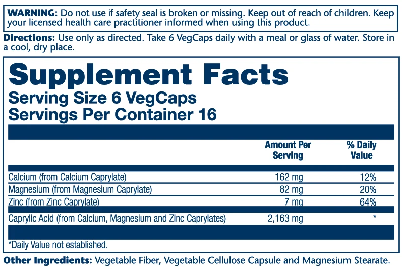  Solaray Capryl Sodium Resin Free 100 Capsules 