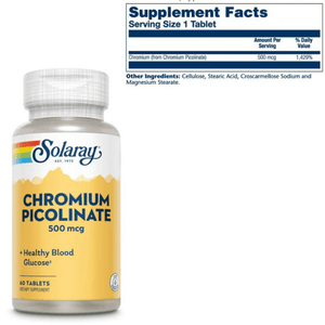  Solaray CHROMIUM Picolinate 500mcg 60 Tablets 