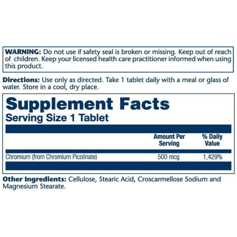  Solaray CHROMIUM Picolinate 500mcg 60 Tablets 