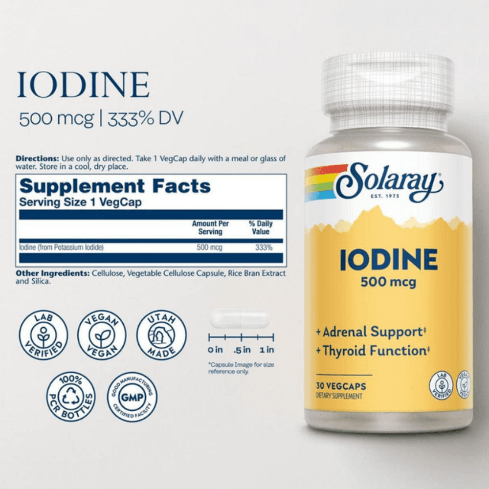 Solaray Iodine 500mcg 30 Capsules 