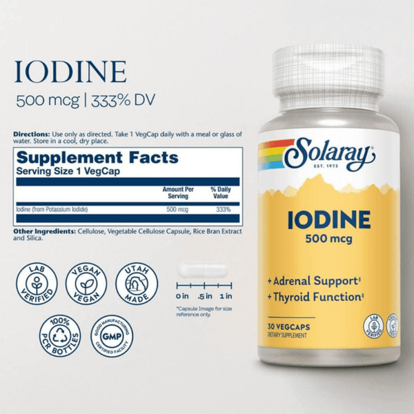  Solaray Iodine 500mcg 30 Capsules 
