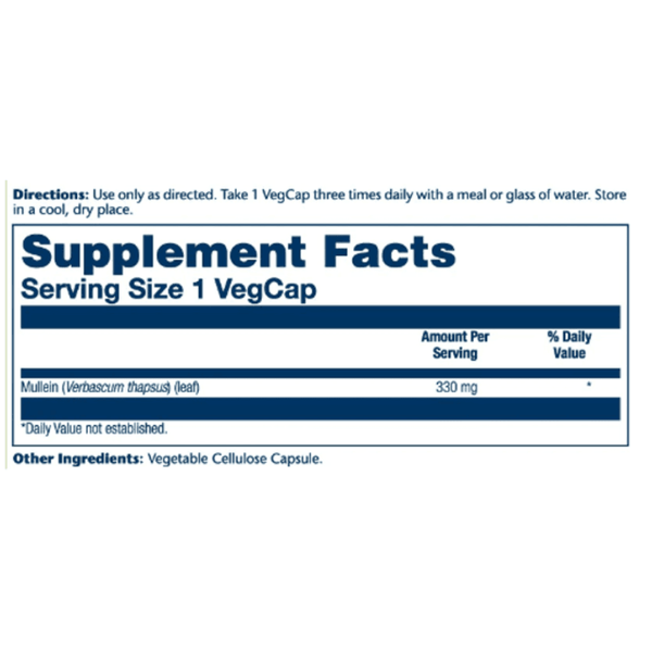  Solaray MULLEIN LEAVES 330mg 100 Capsules 