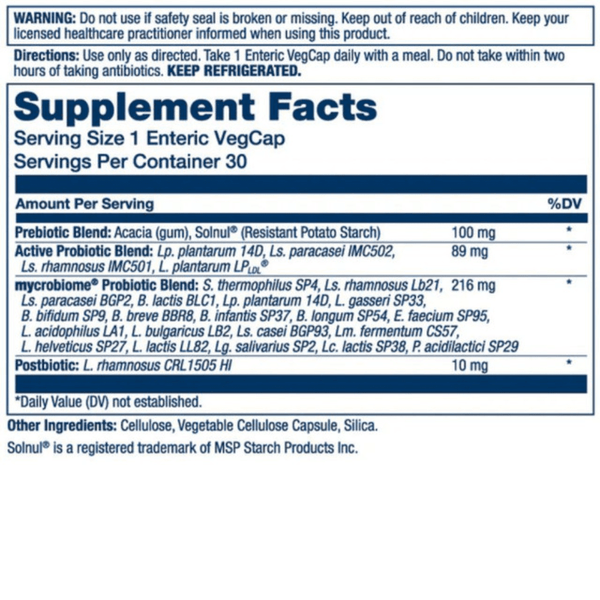  Solaray Mycrobiome Complete Probiotic Active 30 Capsules 