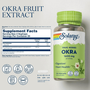  Solaray Okra 1,600mg 100 Capsules 
