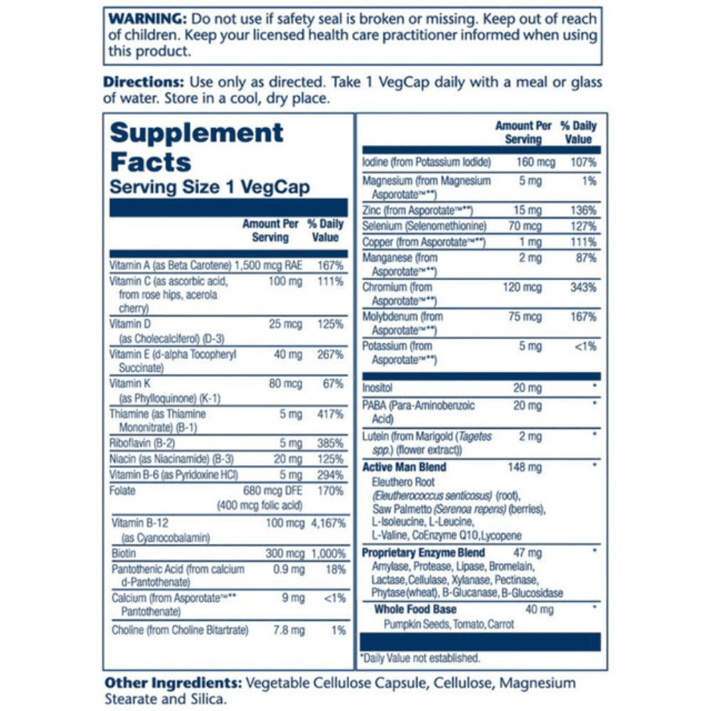  Solaray Once Daily Active Man Multivitamin 90 Capsules 