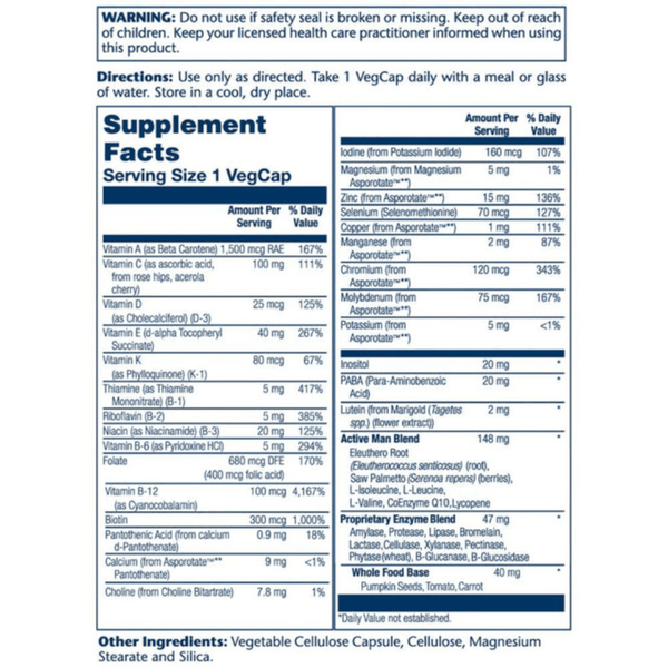  Solaray Once Daily Active Man Multivitamin 90 Capsules 