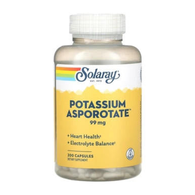  Solaray POTASSIUM ASPORO 99mg 200 Capsules 