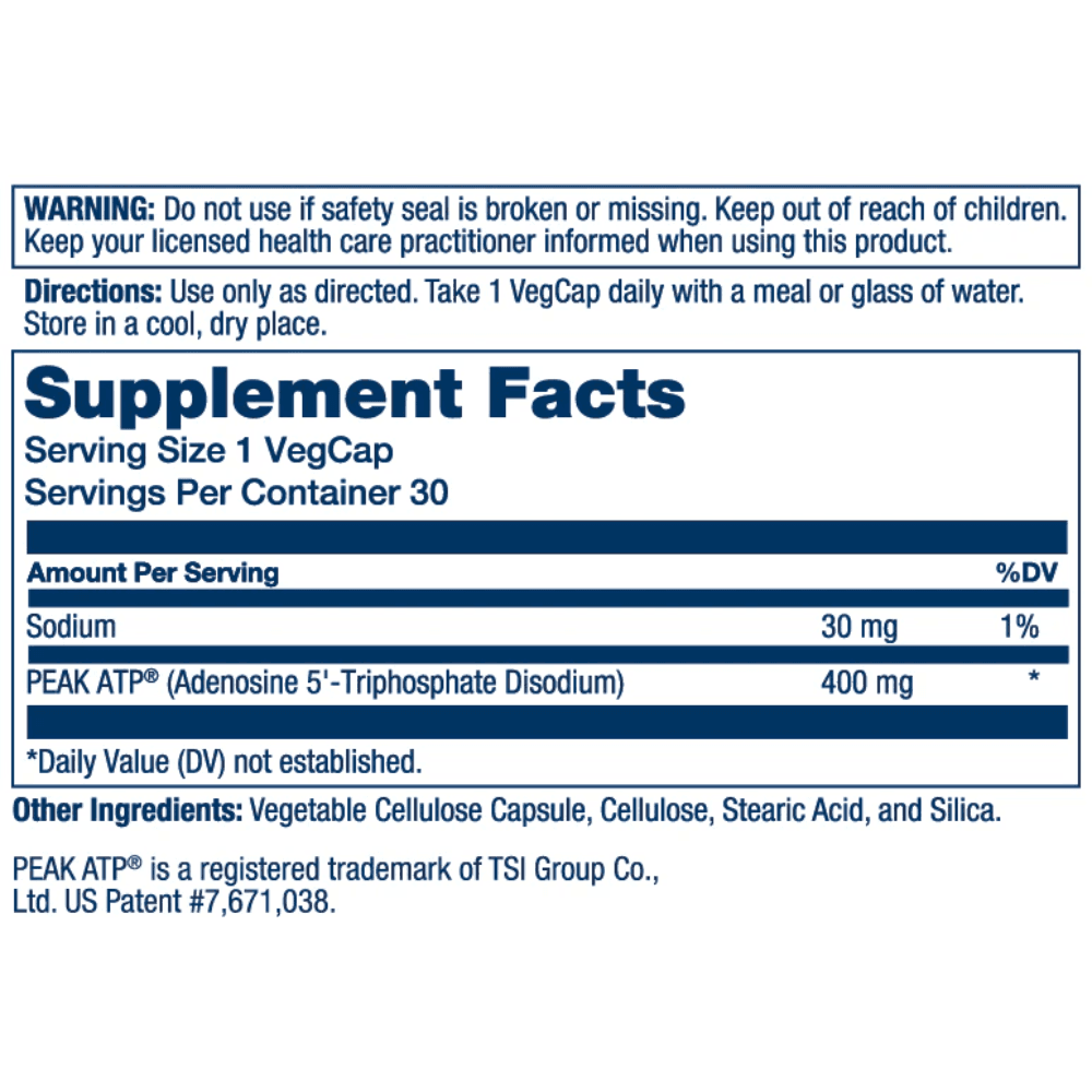  Solaray Peak ATP 400mg 30 Capsules 
