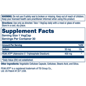  Solaray Peak ATP 400mg 30 Capsules 