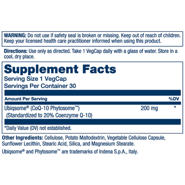 Solaray Prosorb Coq10 Phytosome 30 Capsules 