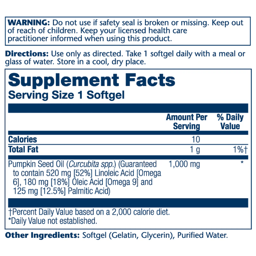  Solaray Pumpkin Seed Oil 1,000mg 90 Softgels 