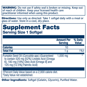  Solaray Pumpkin Seed Oil 1,000mg 90 Softgels 