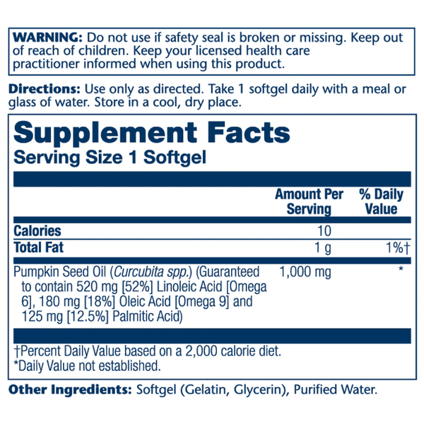  Solaray Pumpkin Seed Oil 1,000mg 90 Softgels 