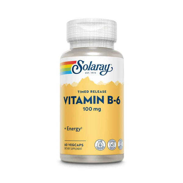  Solaray Vitamin B-6 Two Stage Time Release 100mg 60 Capsules 