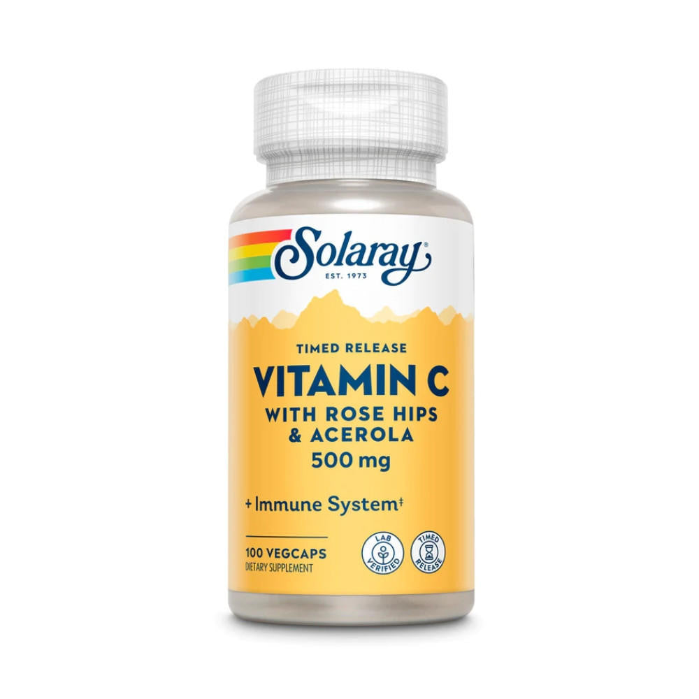  Solaray Vitamin C Two-Staged, Timed Release 500mg 100 Capsules 