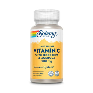  Solaray Vitamin C Two-Staged, Timed Release 500mg 100 Capsules 
