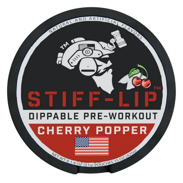 Stiff Lip Supps Dippable Preworkout Pouches in the cherry popper flavor