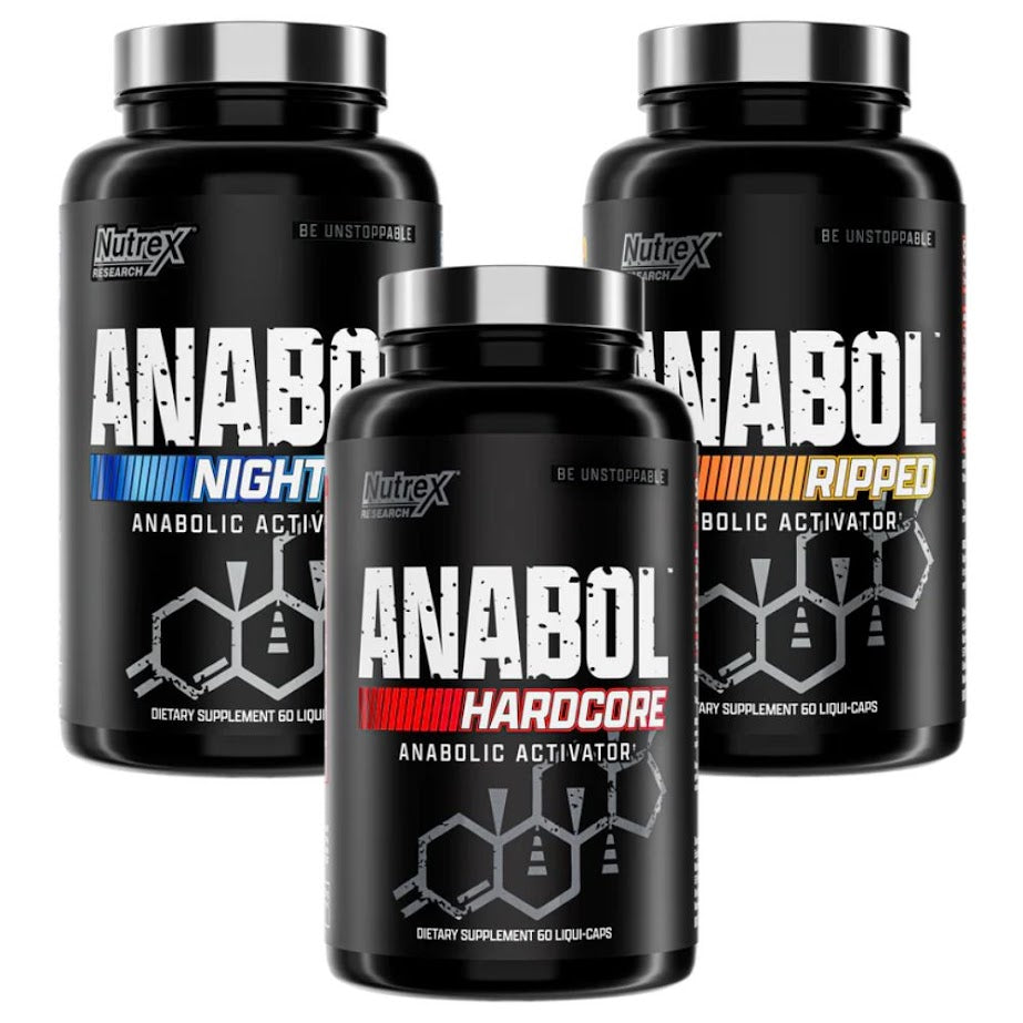 Anabol Nighttime, Anabol Ripped, and Anabol Hardcore on a white background.
