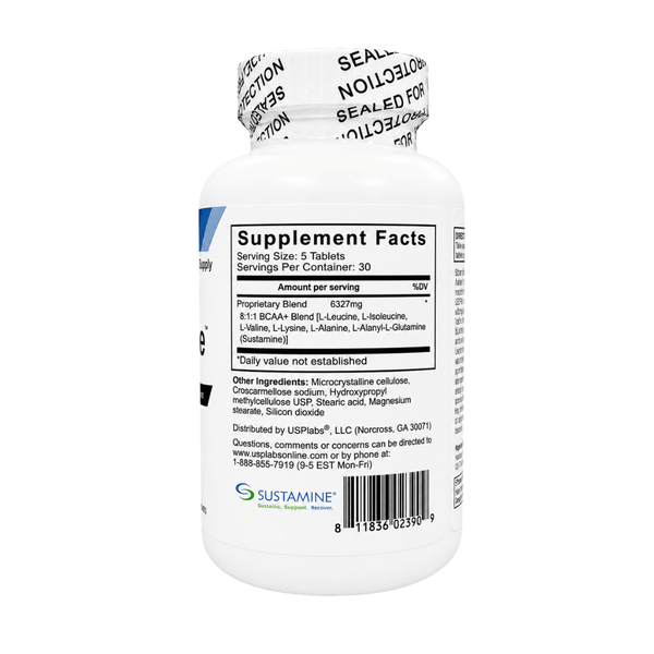 The back of a white plastic supplement bottle, showing the 'Supplement Facts' label with 'other ingredients' listed, and a sealed cap with printed text.