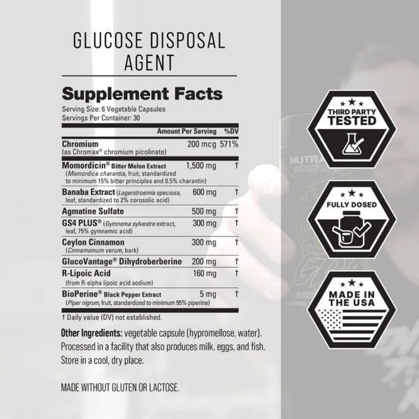Unbound GDA 30 Servings supplement facts on a white background