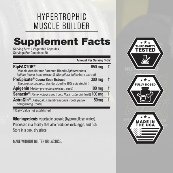 Unbound Byld 30 Servings supplement facts on a white background