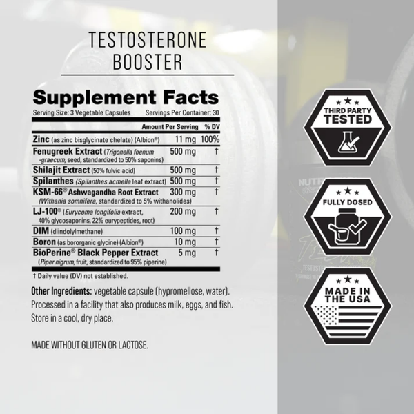Unbound Test 90 Capsules supplement facts on a white background