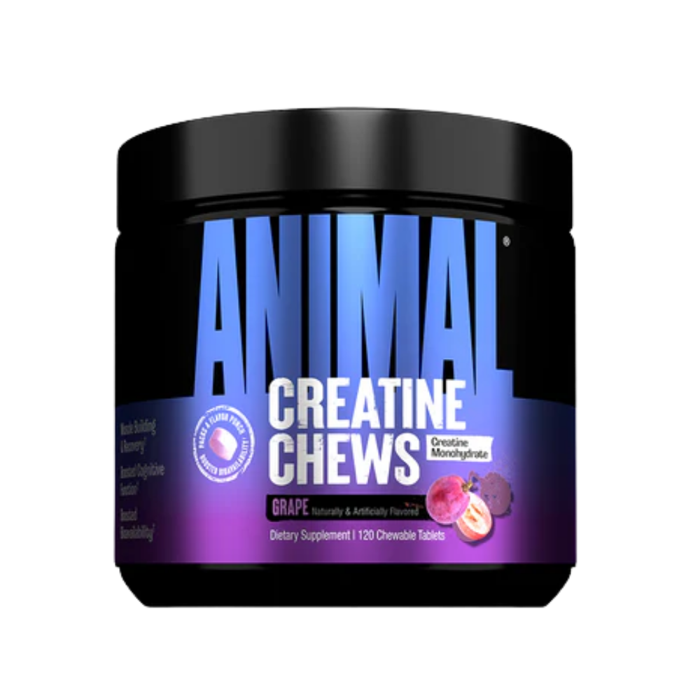 Universal Animal Creatine Chews in the Fruit Punch Flavor against a white background