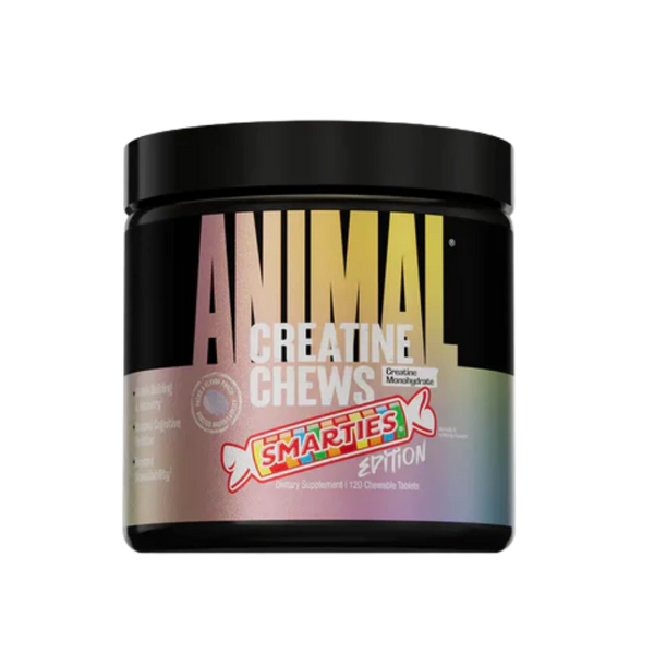 Universal Animal Creatine Chews in the Smarties Flavor against a white background