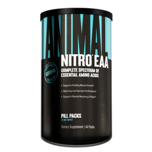 Supplement container labeled 'Nitro EAA' on a white background